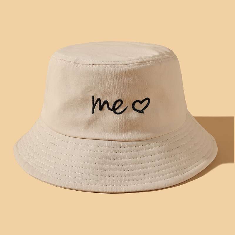 

Letter Embroidery Bucket Hat, Beige