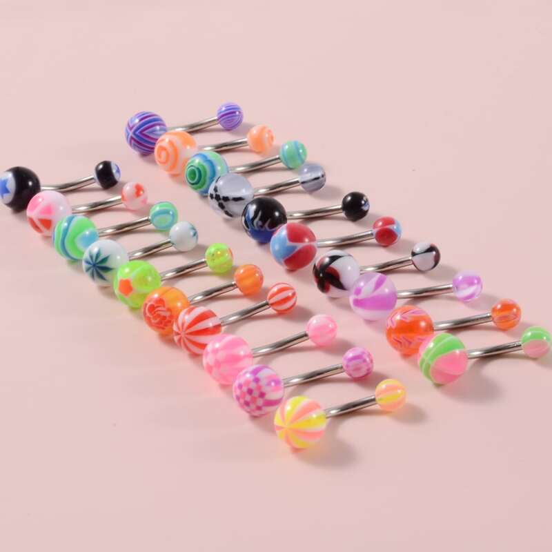 

20pcs Colorful Acrylic Ball Decor Belly Bar, Multicolor