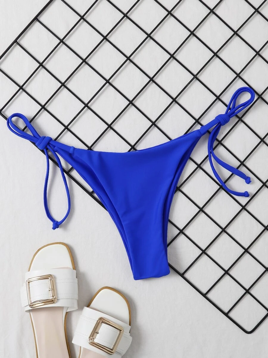 SHEIN Swim Summer Beach Tie Side Bikini Thong - Royal Blue - View 1