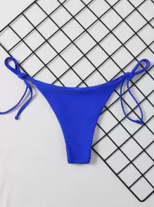 SHEIN Swim Summer Beach Tie Side Bikini Thong - Royal Blue - View 2