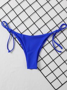 SHEIN Swim Summer Beach Tie Side Bikini Thong - Royal Blue - View 3