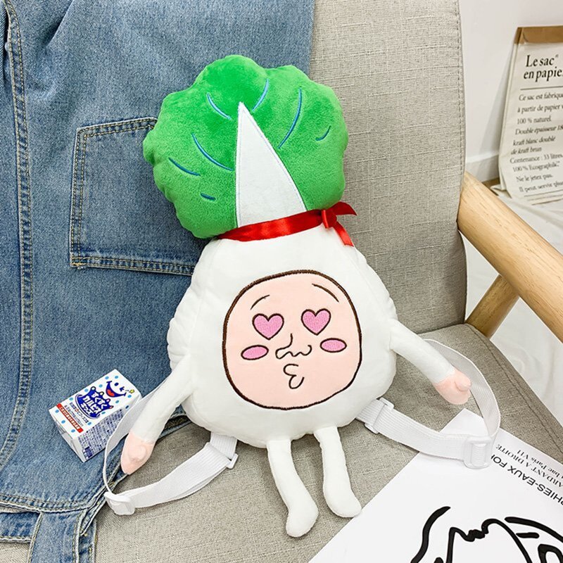 

Cartoon Cabbage Backpack, White