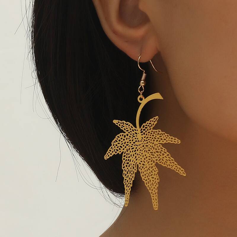

Leaf Drop Earrings, Gold