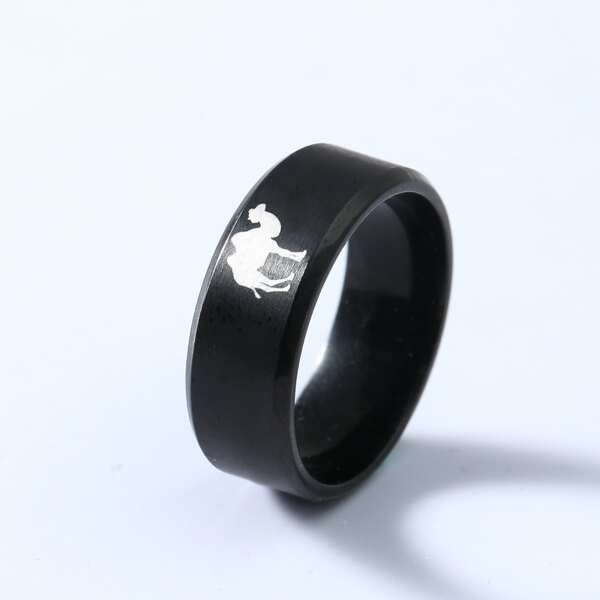 

Men Animal Pattern Ring, Black