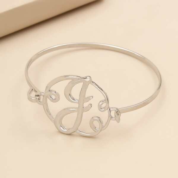

Letter Decor Bangle, Silver