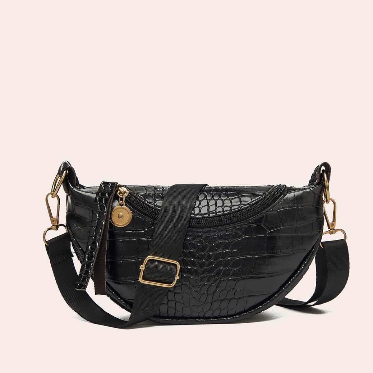

Croc Embossed Crossbody Bag, Black