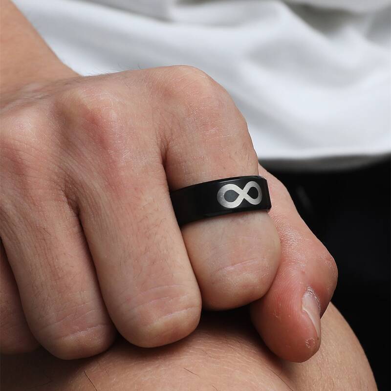 

Guys Infinity Pattern Ring, Black