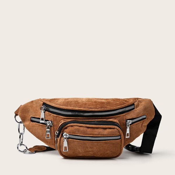 

Multi Zip Front Fanny Pack, Brown
