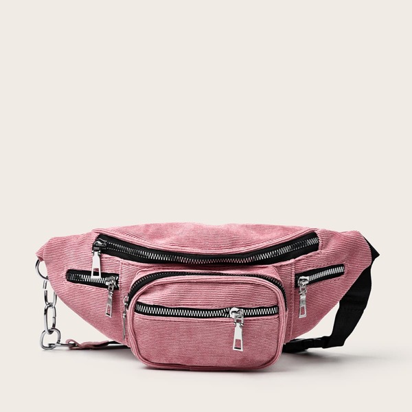 

Multi Zip Front Fanny Pack, Pink