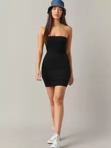 SHEIN BASICS Vestido tubo ajustado - Negro - Ver 5