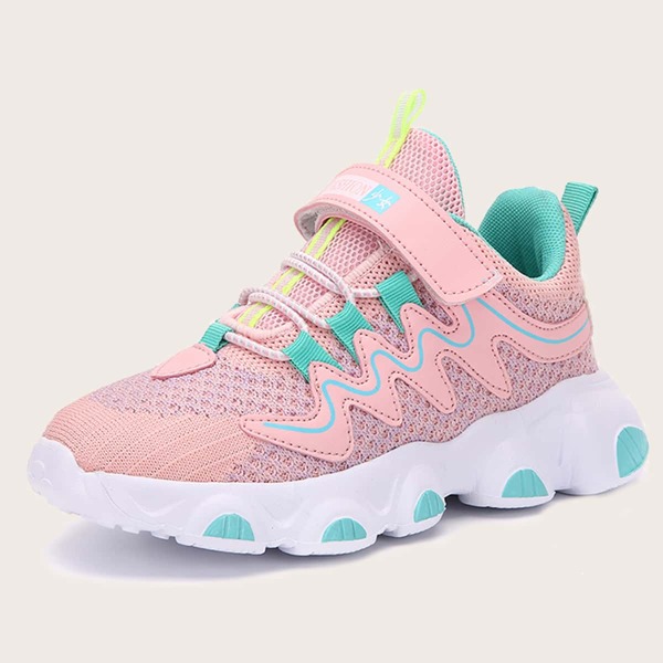 

Girls Chinese Letter Graphic Sneakers, Dusty pink