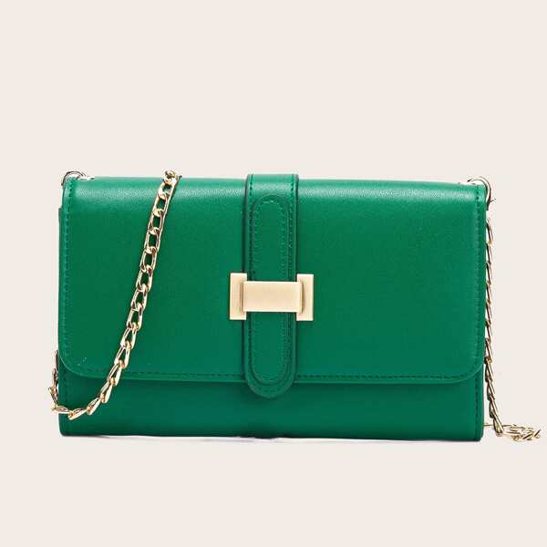 

Flap Chain Crossbody Bag, Dark green
