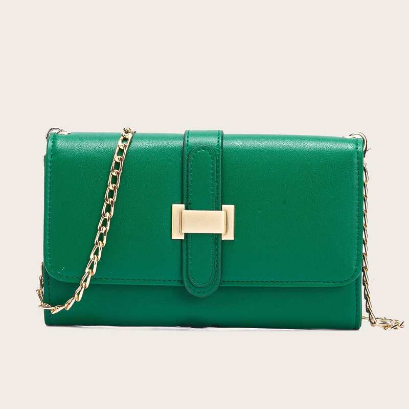 

Flap Chain Crossbody Bag, Dark green