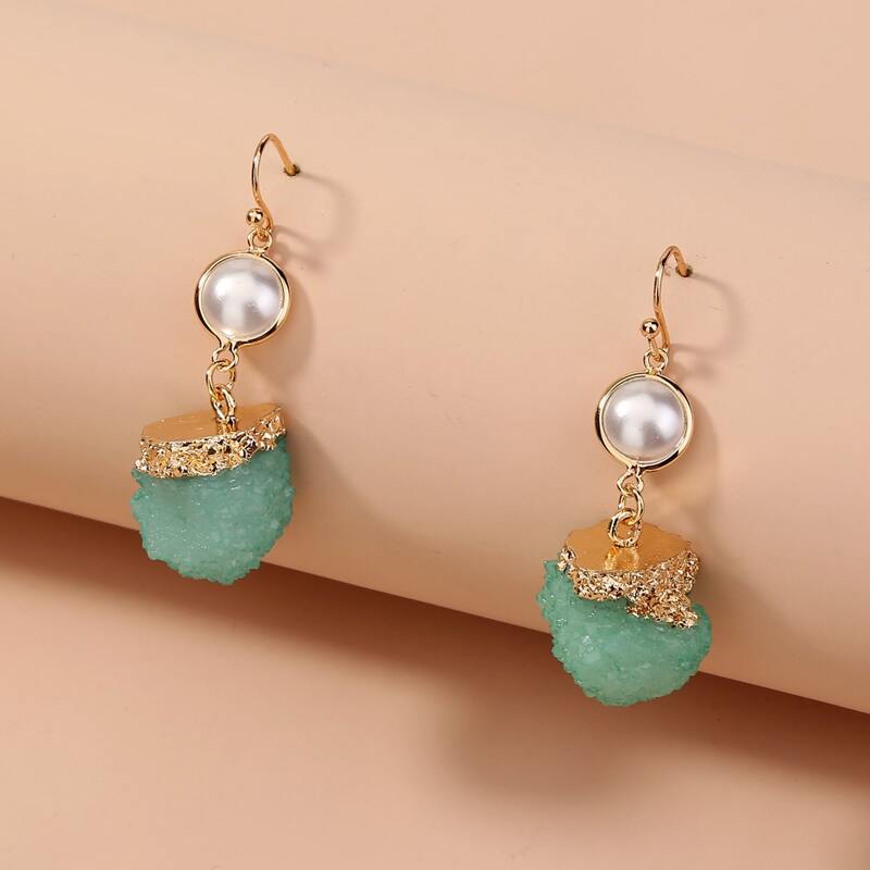 

Faux Pearl Decor Stone Drop Earrings, Multicolor