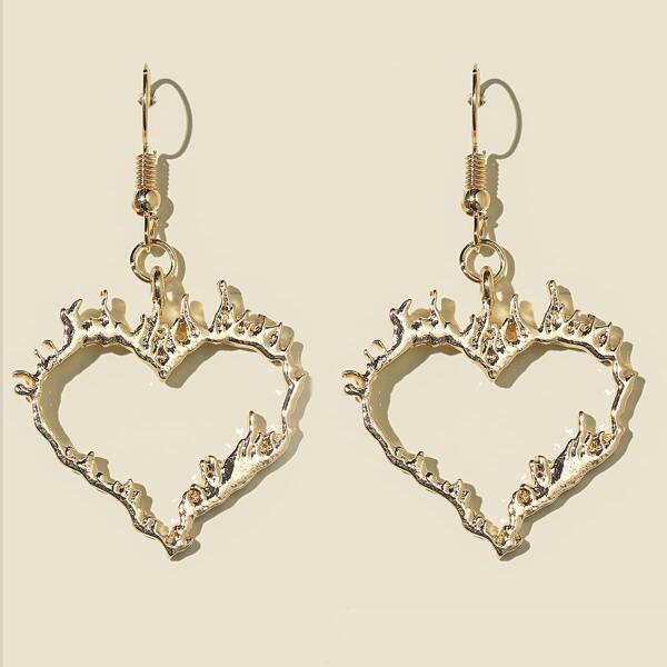 

Heart Decor Drop Earrings, Gold