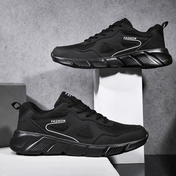 

Men Letter Graphic Lace-up Front Sneakers, Black