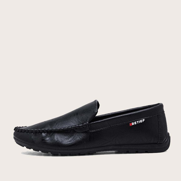 

Men Letter Detail Loafers, Black