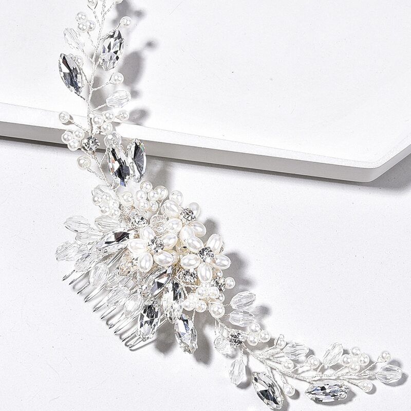 

Faux Pearl Decor Hair Comb, Silver