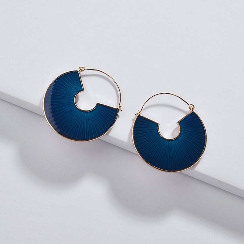 

Hollow Out Geometric Hoop Earrings, Blue