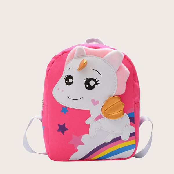 

Girls Cartoon Design Backpack, Hot pink