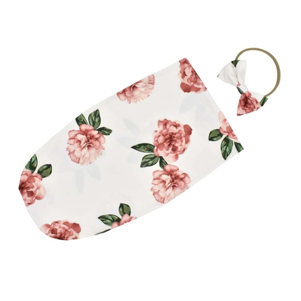 

Newborn Girl Floral Sleep Bag & Headband Photo Outfit, White