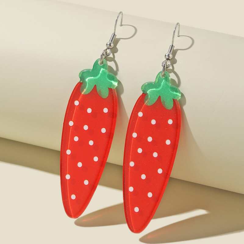 

Strawberry Drop Earrings, Red