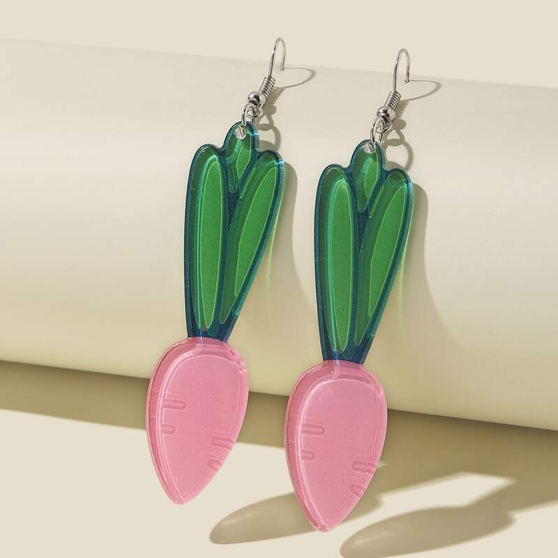 

Vegetable Drop Earrings, Pink