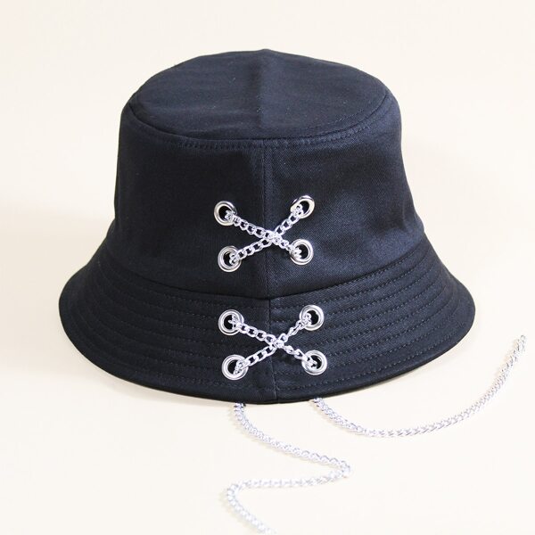 

Chain Decor Bucket Hat, Black