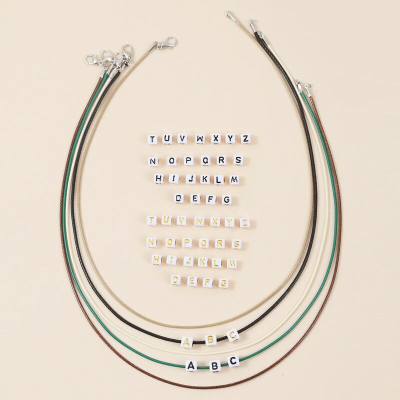 

5pcs Necklace With 52pcs Letter Bead, Multicolor