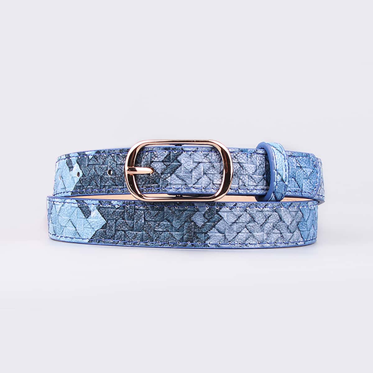 

Geometric Buckle Belt, Blue