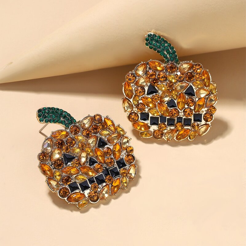 

Halloween Rhinestone Pumpkin Earrings, Orange
