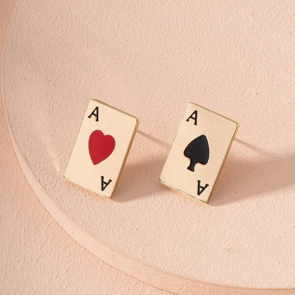

Playing Card Design Earrings, Multicolor