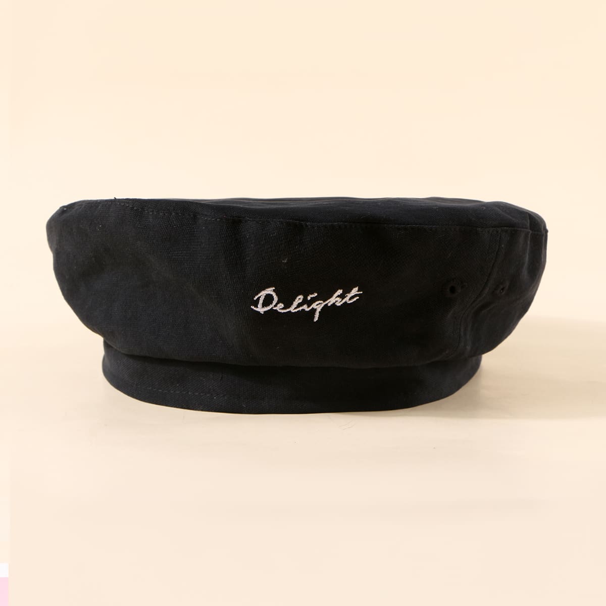 

Letter Embroidery Beret, Black