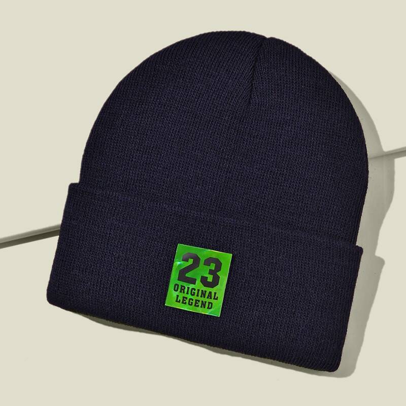 

Letter Patch Decor Beanie, Navy blue