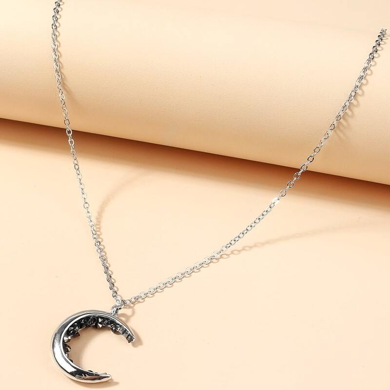 

Moon Charm Necklace, Silver
