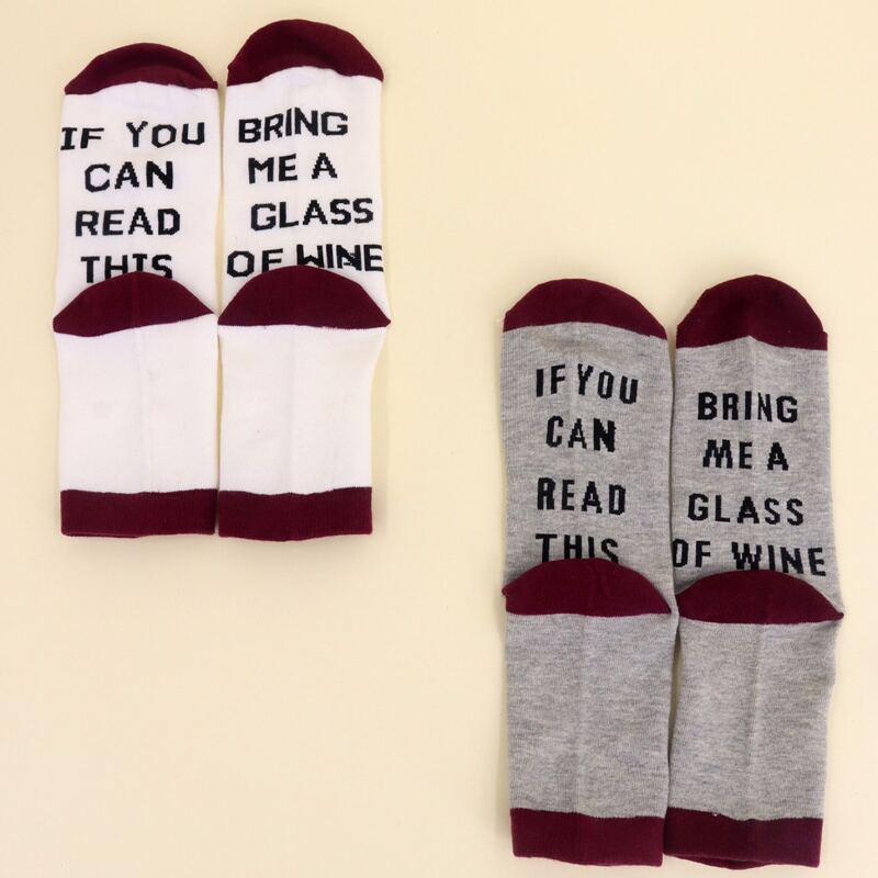 

2pairs Slogan Graphic Socks, Multicolor