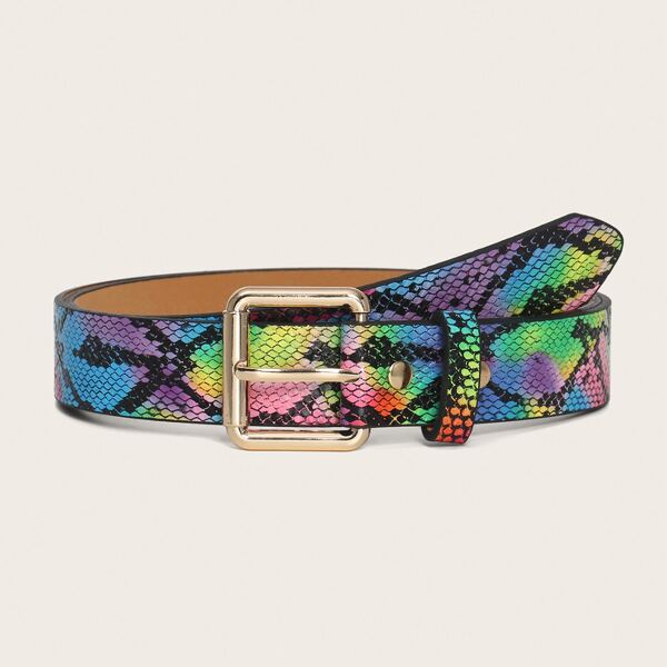 

Snakeskin Print Belt, Multicolor