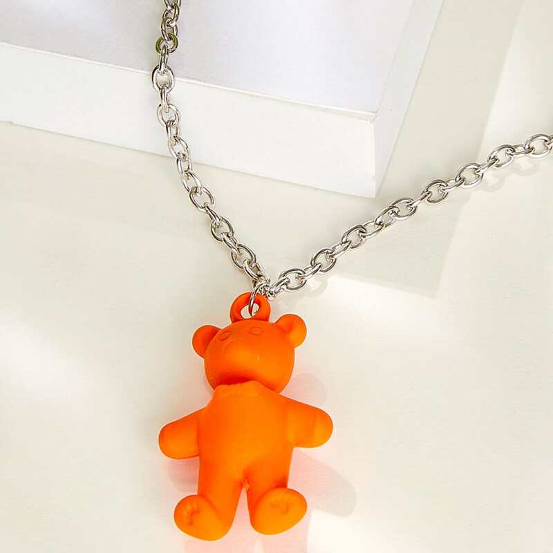 

Bear Pendant Necklace, Orange