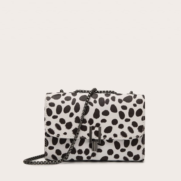 

Dalmatian Print Crossbody Bag, Black and white