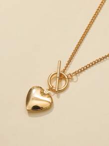2pcs Heart Charm Necklace - Yellow Gold - View 3