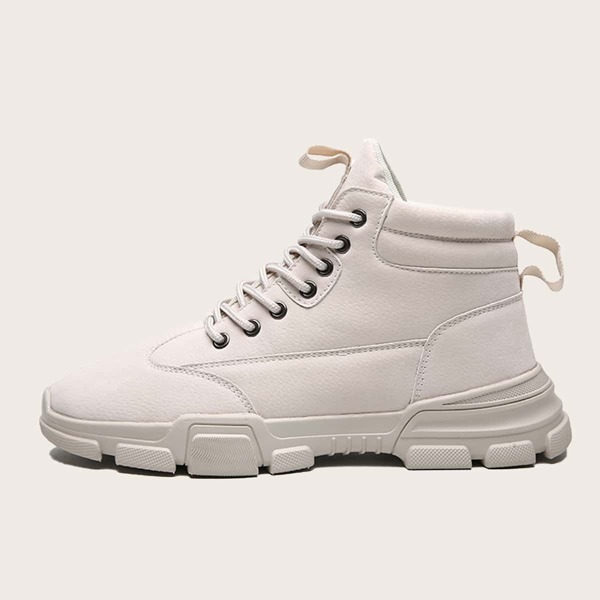 

Men Lace-up Front Ankle Boots, Beige