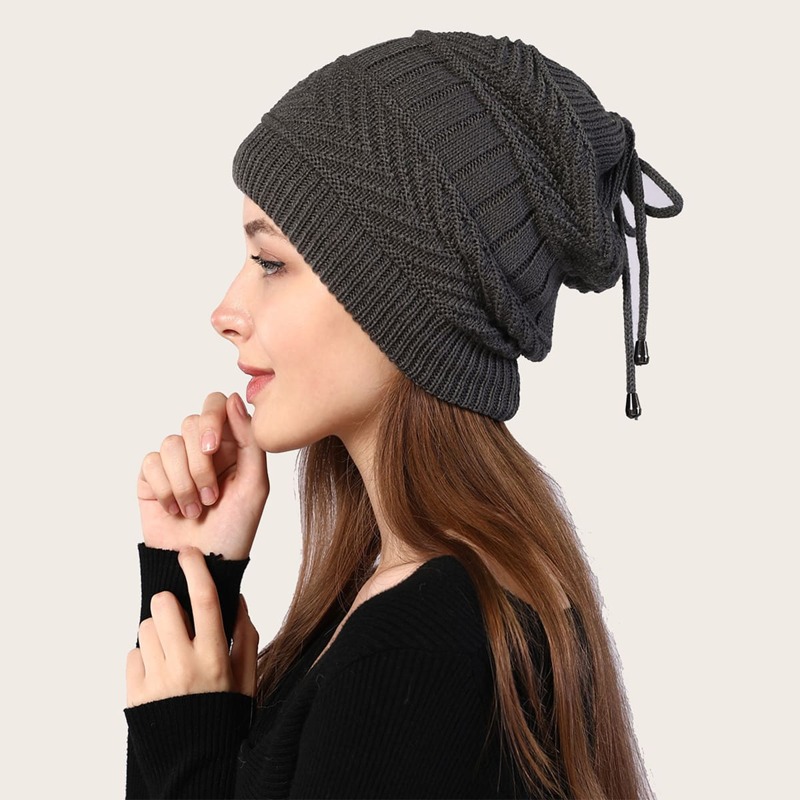

Plain Knitted Beanie, Dark grey