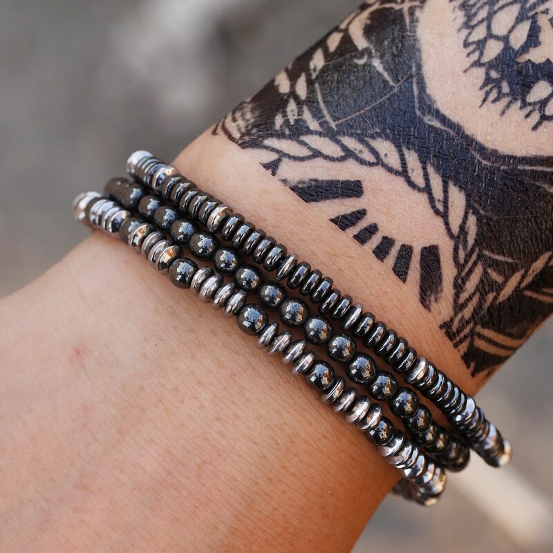 

3pcs Guys Beaded Bracelet, Black