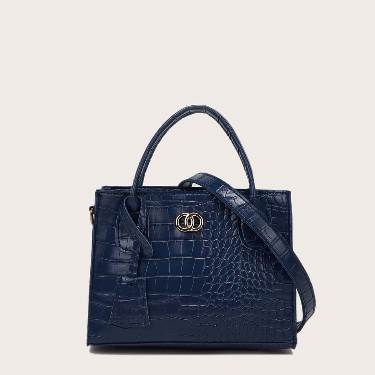 

Croc Embossed Satchel Bag, Royal blue