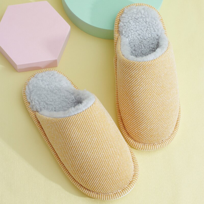 

Minimalist Round Toe Fur Lined Slippers, Yellow