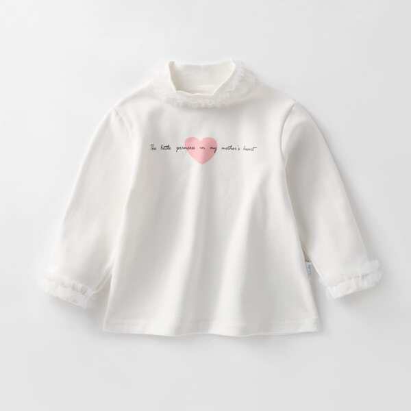 

Toddler Girls Contrast Mesh Frill Slogan Graphic Tee, White