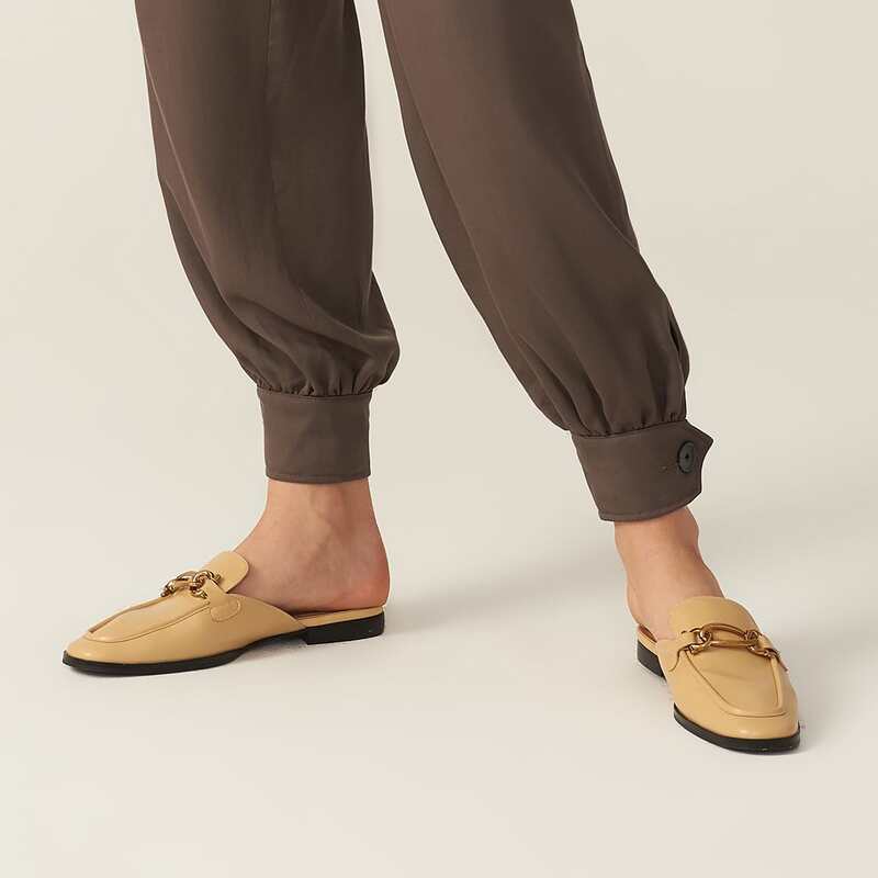 

Chain Decor Loafer Mules, Yellow