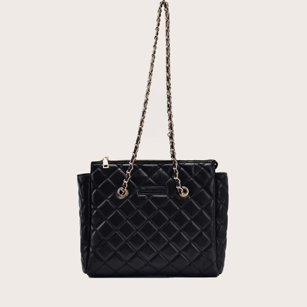 

Quilted Chain Shoulder Bag, Black