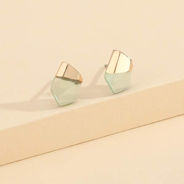 

Irregular Geo Stud Earrings, Green