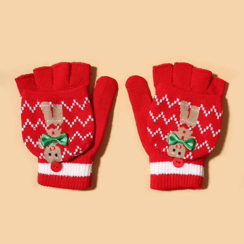 

Christmas Cartoon Graphic Gloves, Multicolor